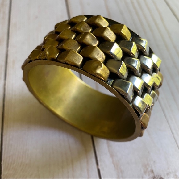 Jewelry - Silver Brass Gold Tone Spikey Metal Cuff